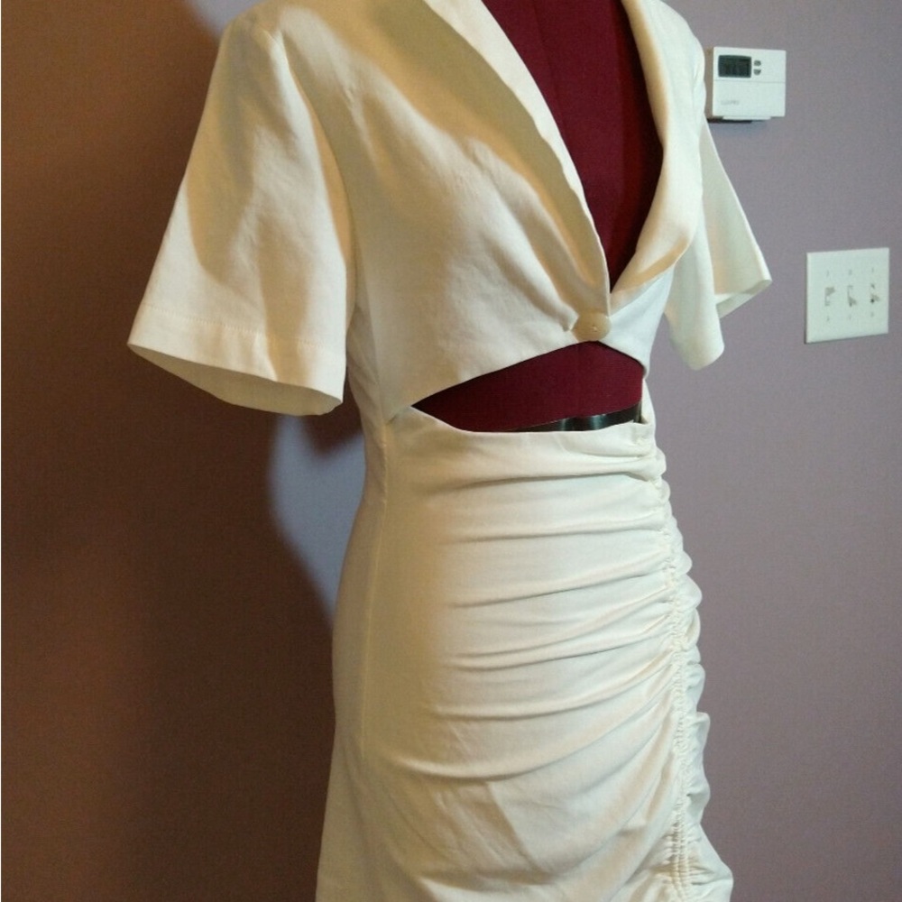 Zara Cream Ruched Mini Dress - Picture 10 of 13